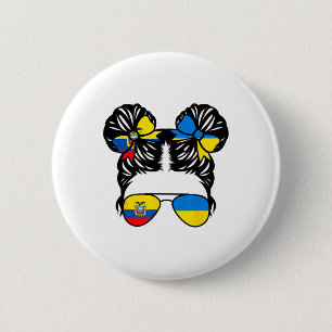 Half Ecuadorian Half Ukrainian Girl Ecuador Kids H 6 Cm Round Badge