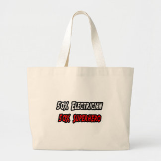 Half Electrician Half Superhero Large Tote Bag