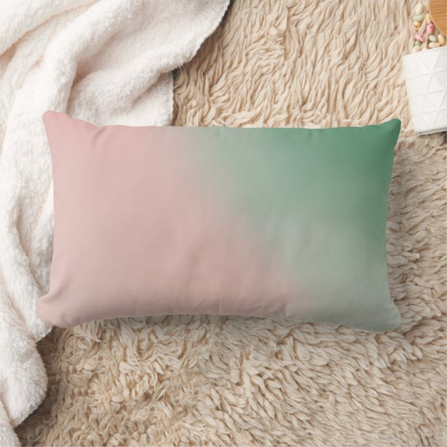 Half Emerald Half Pink AI art  Lumbar Cushion (Blanket)