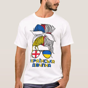 Half English Half Ukranian Girl Ukraine England Fl T-Shirt