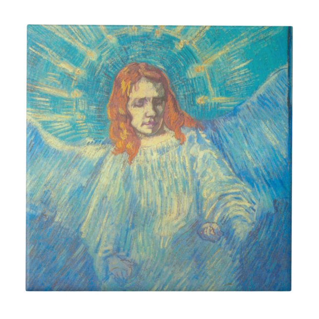 Half Figure of an Angel by Vincent van Gogh Ceramic Tile (Front)