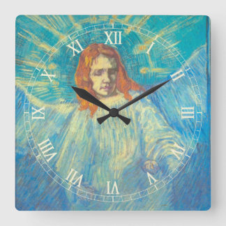 Half Figure of an Angel by Vincent van Gogh Square Wall Clock