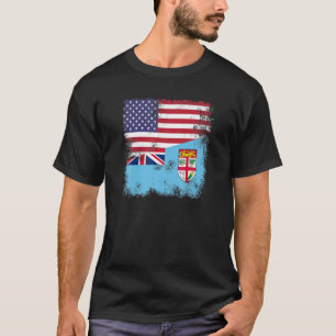 Half Fijian Flag   Vintage Fiji USA Gift T-Shirt