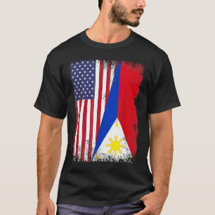 Half Filipino Flag Vintage Philippines Usa T-Shirt
