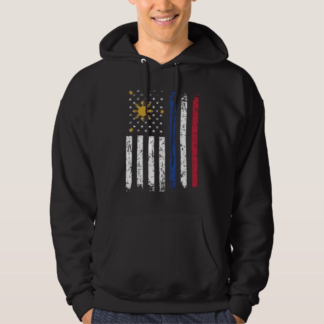 Half Filipino Half American Flag Philippines USA Hoodie (Front)