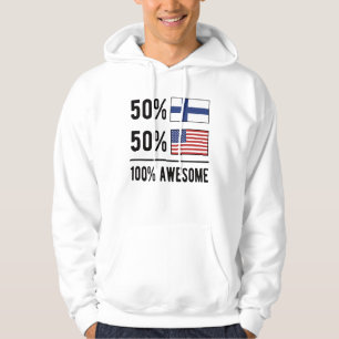 Half Finnish Half American Flag Finland USA Flag Hoodie