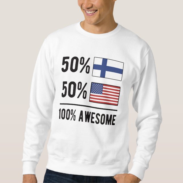 Half Finnish Half American Flag Finland USA Flag Sweatshirt (Front)