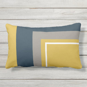 Half Frame Minimalist Mustard Navy Gray Lumbar Cushion