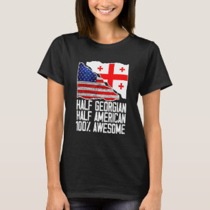 Half Georgian Half American Georgia US Flag Patri T-Shirt