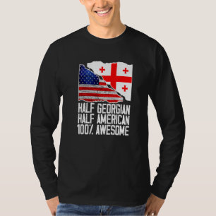 Half Georgian Half American Georgia US Flag Patrio T-Shirt