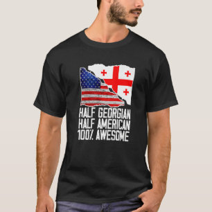 Half Georgian Half American Georgia US Flag Patrio T-Shirt