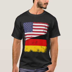 Half German Flag Vintage Germany USA T-Shirt