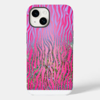 Half Glitter Pink Tiger Print
