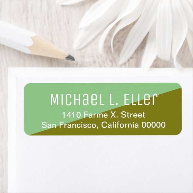 half-green half-sage Modern return address label (Insitu)