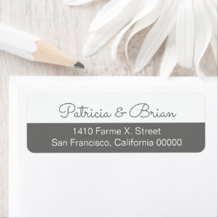 Half grey modern address label with couple names return address label