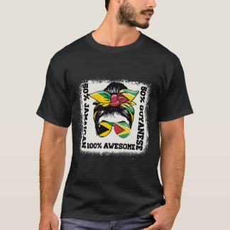 Half Guyanese Half Jamaican Messy Bun Guyana Jamai T-Shirt