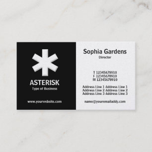 Half & Half (asterisk)- Black and White (Platinum) Business Card