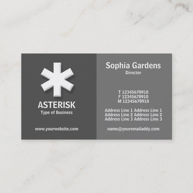 Half & Half (asterisk)- Shades of Grey Business Card (Front)