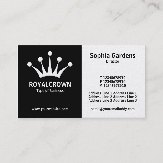 Half & Half (Crown) - Black and White (Gold) Business Card (Front)