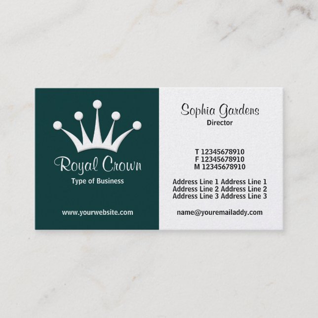 Half & Half (Crown) - Dark Green (Gold) Business Card (Front)