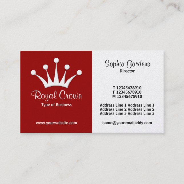 Half & Half (Crown) - Maroon (Gold) Business Card (Front)