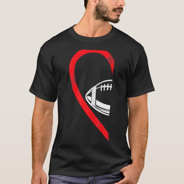 Half Heart American Football Left Hand Side Couple T-Shirt (Front)