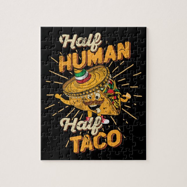 Half Human Half Taco Taco Tuesday Cinco de Mayo Jigsaw Puzzle (Vertical)