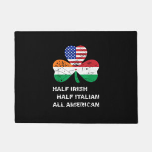 Half Irish Half Italian All American Flag Shamrock Doormat