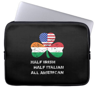Half Irish Half Italian All American Flag Shamrock Laptop Sleeve