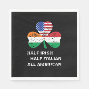 Half Irish Half Italian All American Flag Shamrock Napkin