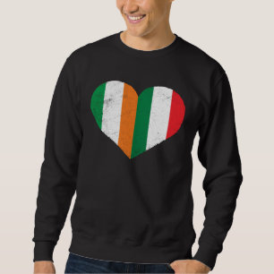 Half Irish Half Italian Heart Ireland Italy Irish  Sweatshirt