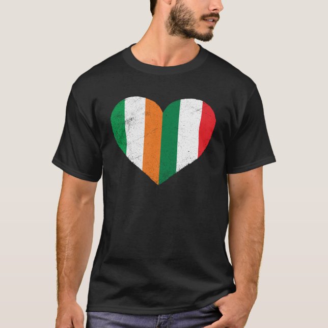 Half Irish Half Italian Heart Ireland Italy Irish  T-Shirt (Front)