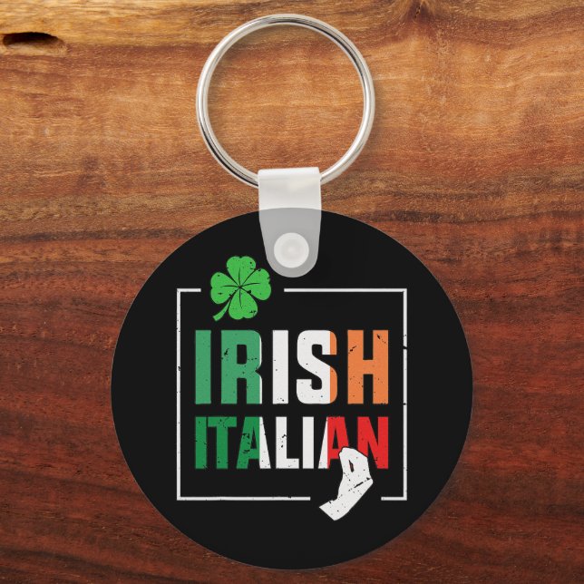 Half Irish Half Italian Irish Italian Flag Key Ring (Front)
