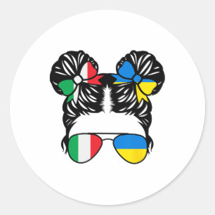 Half Italian Half Ukrainian Girl Italy Kids Herita Classic Round Sticker
