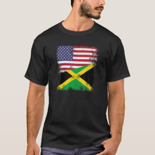 Half Jamaican Flag T Shirt Vintage Jamaica USA Gif