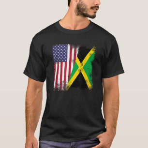 Half Jamaican Flag Vintage Jamaica USA Gift T-Shirt