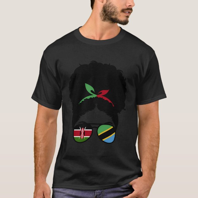 Half Kenyan Half Tanzanian Afro Kenya And Tanzania T-Shirt (Front)