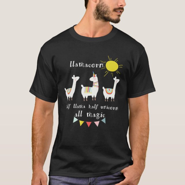 Half Llama Half Unicorn All Magic Cute T-Shirt (Front)
