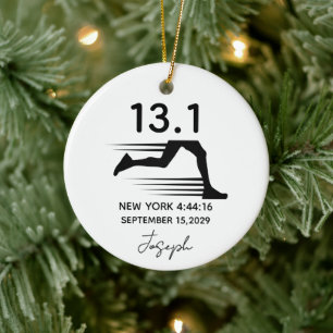 Half Marathon 13.1 Custom Name, City & Time Ceramic Ornament