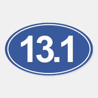 Half Marathon 13.1 Miles Oval Sticker (Blue)