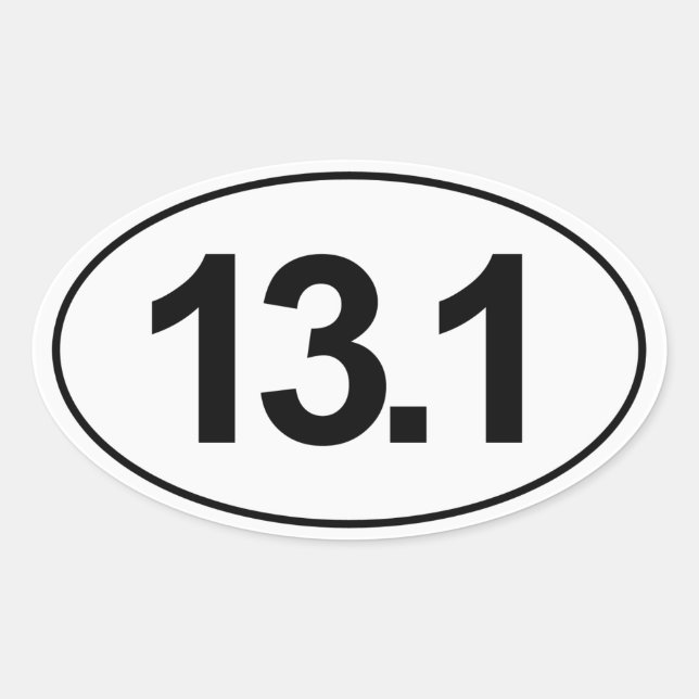 Half Marathon 13.1 Miles Oval Sticker (White) (Front)