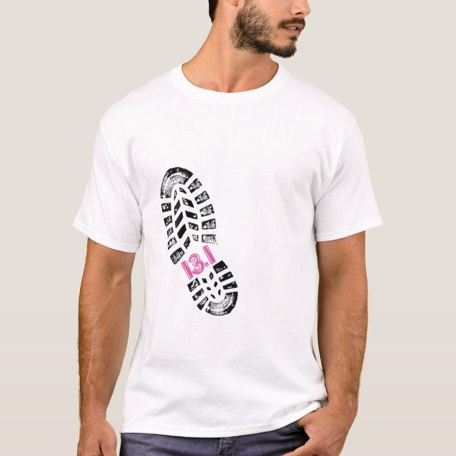 Half Marathon 13.1 Miles Shoe Print Couple Matchin T-Shirt (Front)