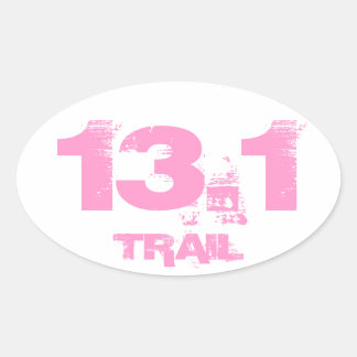 Half Marathon 13.1 Trail Oval Decal Pink On White Oval Sticker