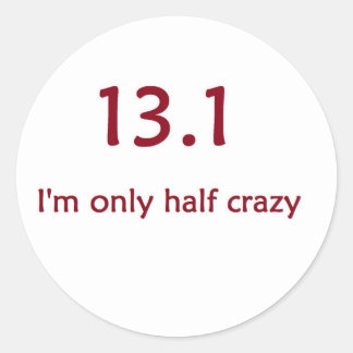 half marathon burgandy classic round sticker