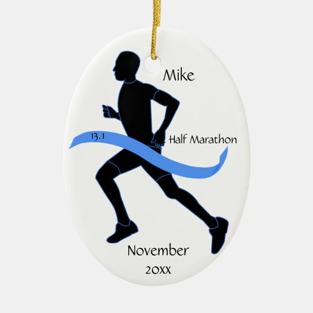 Half Marathon Runner Ornament - Man (Front)