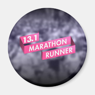 Half Marathon Runner Pink Ribbon Cancer Awareness Magnet