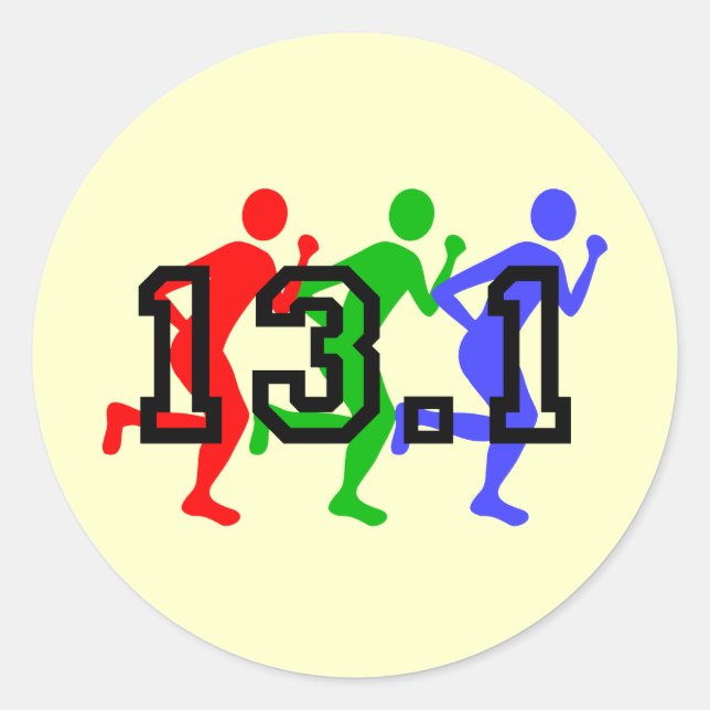 Half marathon running classic round sticker (Front)