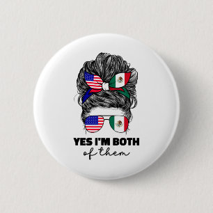 Half Mexican And American Mexico America Usa Flag 6 Cm Round Badge