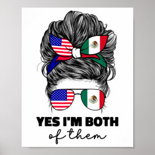 Half Mexican And American Mexico America Usa Flag Poster