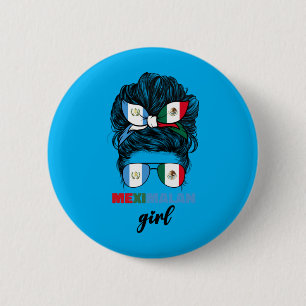 Half Mexican And Guatemalan Mexico Guatemala Flag 6 Cm Round Badge